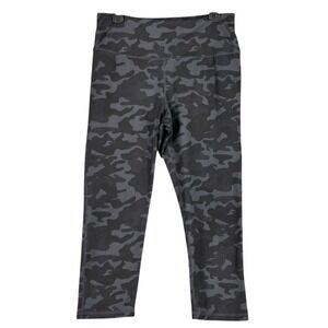 Danskin Leggings Womens Large Gray Camo High Rise Ankle‎ Crop Workout Gym Yoga